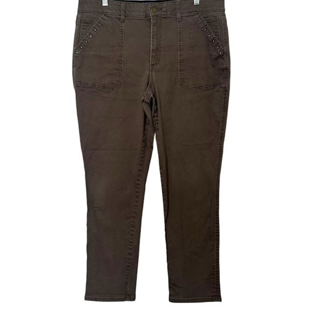 Democracy Ab Technology‎ "Ab"solution Dark Brown Stud Skinny Pants Plus 16